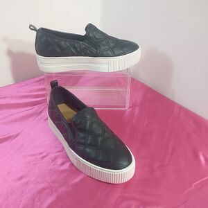 14TH & UNION Black Quilted Platform Sneakers Shoes Women’s Size 6M faux leather.